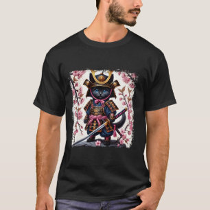 Camiseta Gato Samurai Gráfico Gatinho Guerreiro Japonês Vin