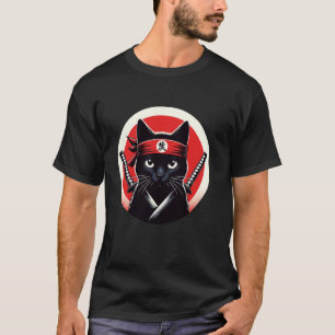 Camiseta Gato Samurai Guerreiro Katana Arte Ninja Japonês