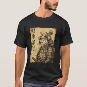 Camiseta Gato Samurai Guerreiro Vitória Kanji Japonês Bushi