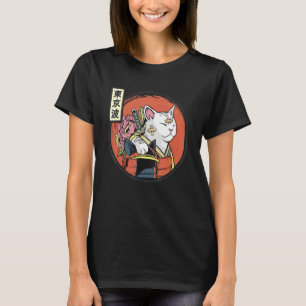 Camiseta Gato Samurai Japonês Estética Japão Bandeira do So