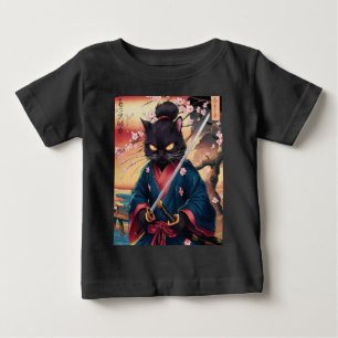 Camiseta Gato Samurai Japonês Fofo 