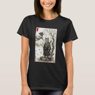 Camiseta Gato Samurai Japonês Pintura Kanagawa Edo Ukiyo-e