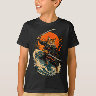 Camiseta Gato Samurai Japonês Vintage Ukiyo-e Gato Anime Gi
