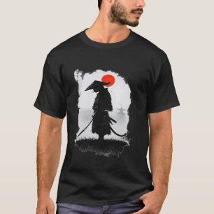 Camiseta Gato Samurai Silhueta Japão Bushido u2013 Japão W