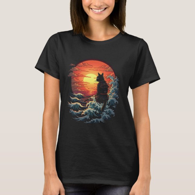 Camiseta Gato Samurai Sunset (Frente)