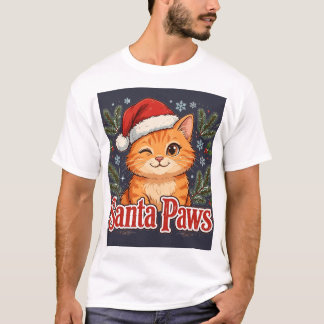 Camiseta Gato Santa Paws — Natal