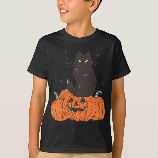 Camiseta Gato Sapatinho Do Halloween Com Abóbora (Frente)