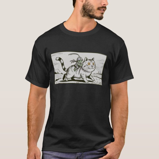 Camiseta Gato Sapo Meme Medieval Vintage Engraçado  (Frente)