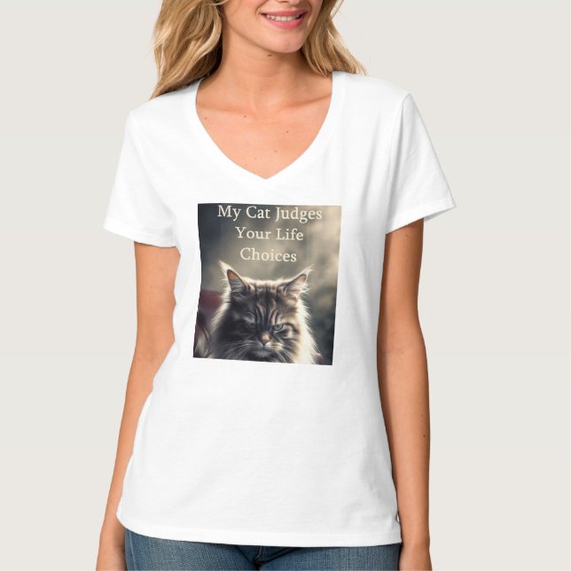 Camiseta Gato Sarcástico Julgando Você (Frente)