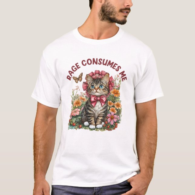 Camiseta Gato Sarcástico Rage me consome nojo (Frente)