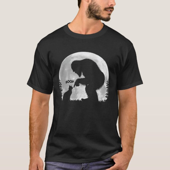 Camiseta Gato Sasquatch Do Pé Grande Da Mão Divertida (Frente)
