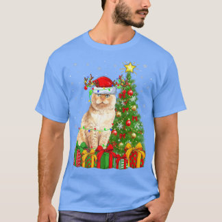 Camiseta Gato Scottish Fold Iluminação Árvore de Natal Scot