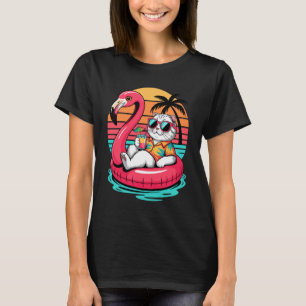 Camiseta Gato Scottish Fold na Praia Férias de Verão Boia d