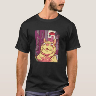 Camiseta Gato Selfie Com OVNI Alien Divertido Gato