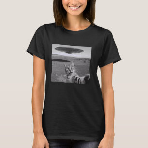 Camiseta Gato Selfie Com OVNI Gato Engraçado