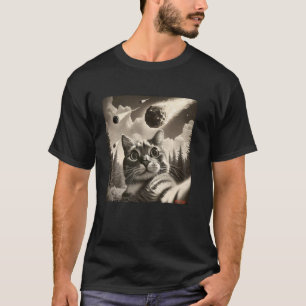 Camiseta Gato selfie engraçado de impacto de asteroide YR4