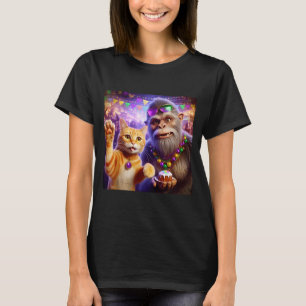 Camiseta Gato selfie engraçado do Mardi Gras Citação Bigfoo