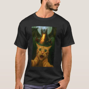 Camiseta Gato Selfie Fugindo do Dragão Humor de Gatinho Eng