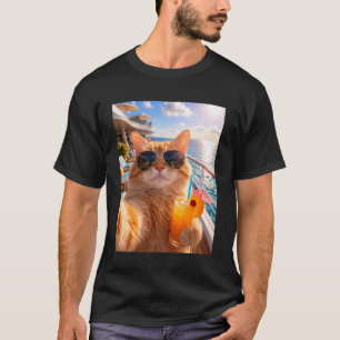 Camiseta Gato Selfie no barco engraçado cruzeiro viagem fér