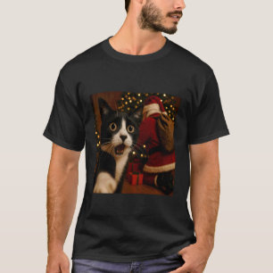 Camiseta Gato Selfie Papai Noel Natal Vibrações Festivas