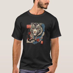Camiseta Gato Selvagem Asiático Tradicional Tigre Japonês