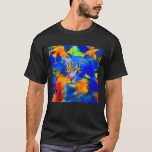 Camiseta Gato selvagem de flor com estilo neural artificial