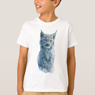 Camiseta Gato Selvagem Filhote de Lince Bobcat Cinza Desenh