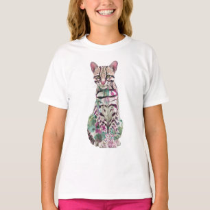 Camiseta Gato Selvagem Manchado Aquarela Vibrante para Cria