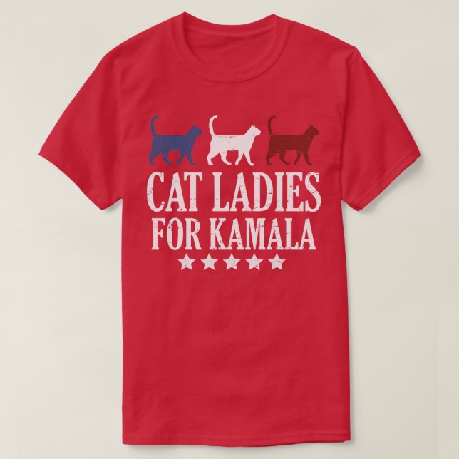 Camiseta Gato-Senhoras Para Kamala 6 (Frente do Design)