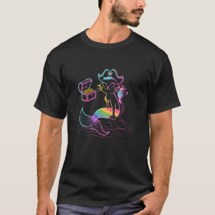 Camiseta Gato Sereia Pirata Amante Homens Mulheres Crianças