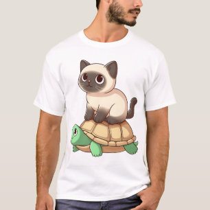 Camiseta gato siamês anda de tartaruga Cópia