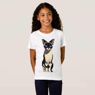 Camiseta Gato Siamês Art Blue-Eyed Cat Lover Crianças