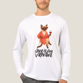 Camiseta Gato siamês atrevido bebendo vinho para amantes de