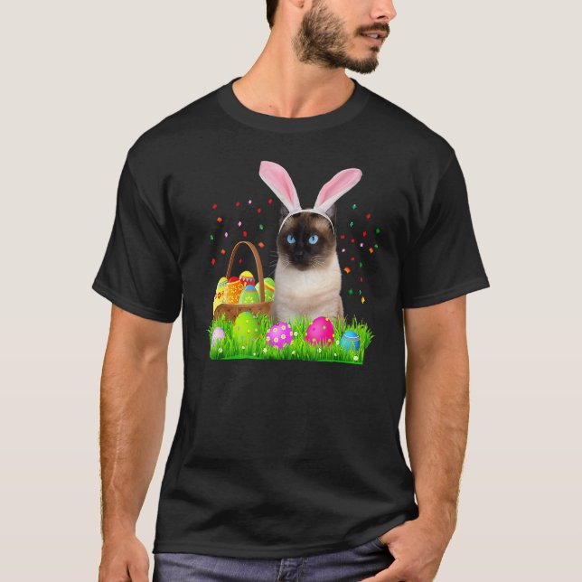 Camiseta Gato Siames Bunny  Gato Siames de Páscoa (Frente)