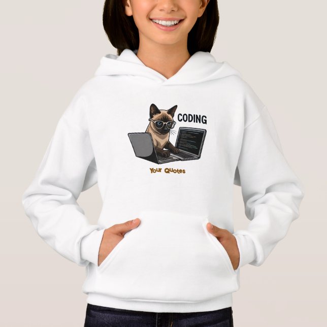 Camiseta Gato Siames Cartoon Codificando (Frente)
