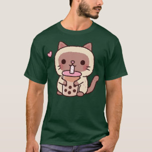 Camiseta Gato Siamês Cinto Adora Chá Bebendo