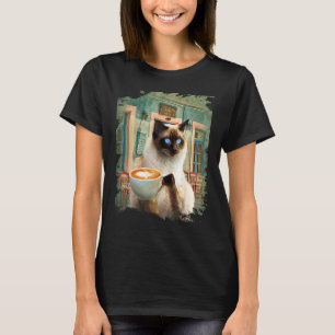 Camiseta Gato Siames com Café