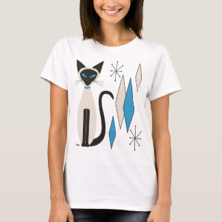 Camiseta Gato Siamês com Meio século de Diamantes Azuis