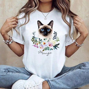Camiseta Gato Siames de Aquarela