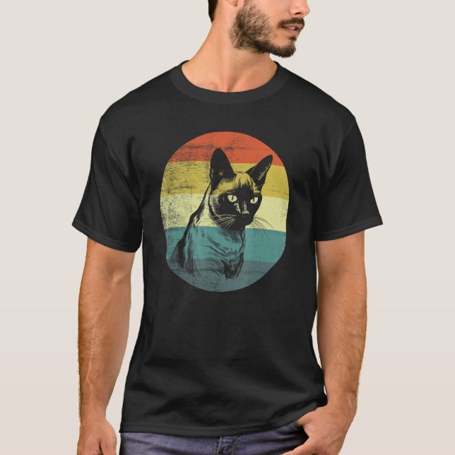 Camiseta Gato Siámes de Design Retro (Frente)
