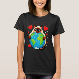 Camiseta Gato Siames Dia da Terra Abraço Amor Dono Amante d