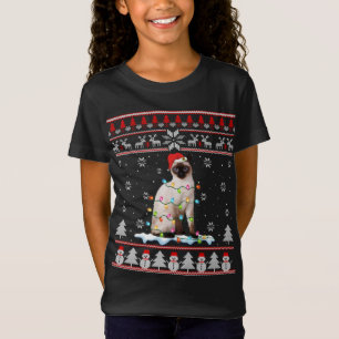 Camiseta Gato Siamês Feio De Natal Luz Engraçada De Gato