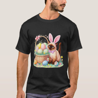 Camiseta Gato Siames Feliz Páscoa Gato Siames Fofo Mamãe