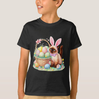 Camiseta Gato Siames Feliz Páscoa Gato Siames Fofo Mamãe