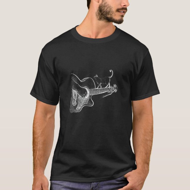 Camiseta Gato Siames Fofo Tocando Guitarra (Frente)
