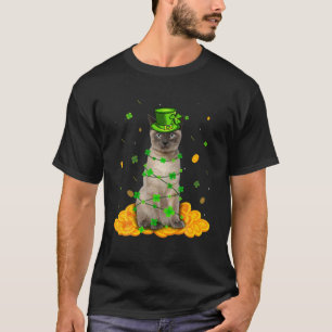 Camiseta Gato Siamês Gato Dia de São Patrício Irlandês Sham