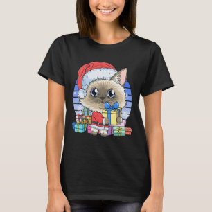 Camiseta Gato Siamês Gato Santa Claus Natal Kitten Natal