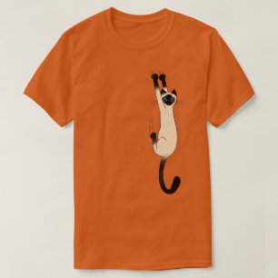 Camiseta Gato Siames Pendurado Gato Engraçado