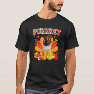 Camiseta Gato Siames Purrkey Ação de Graças Urkey Outono Ab