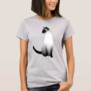 Camiseta Gato Siamese no preto, no branco e nas